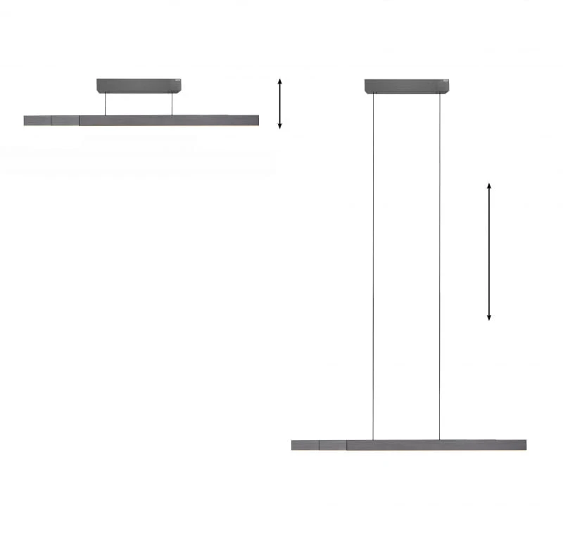 39W LED pakabinamas šviestuvas MOTO-RISE, pilkas, 2700-5000K, dimeriuojamas, reguliuojamo aukščio ir ilgio