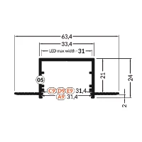 3m LED juostos priglaistomo profilio VARIO30-05, anoduotas