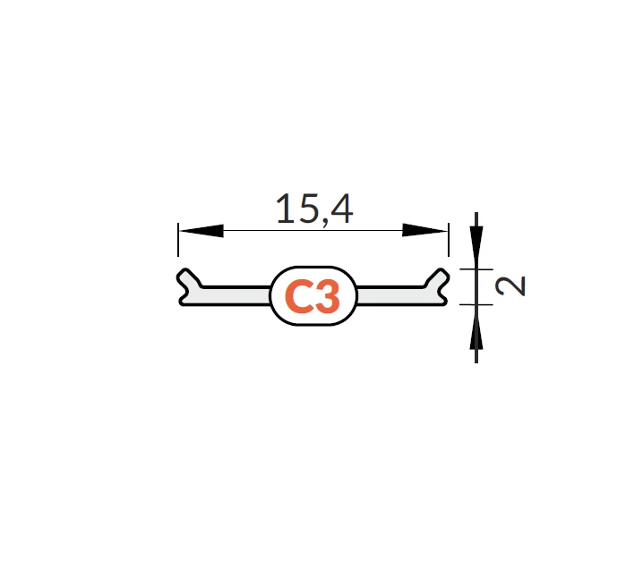 LED juostos profilio dangtelis C3 CLICK, juodas, 3m