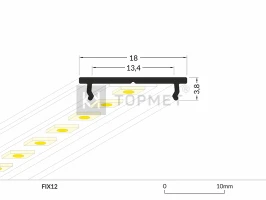3m LED juostos profilio FIX12, 18mm pločio, neanoduotas aliuminis