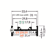 3m LED juostos profilio VARIO30-01, baltas
