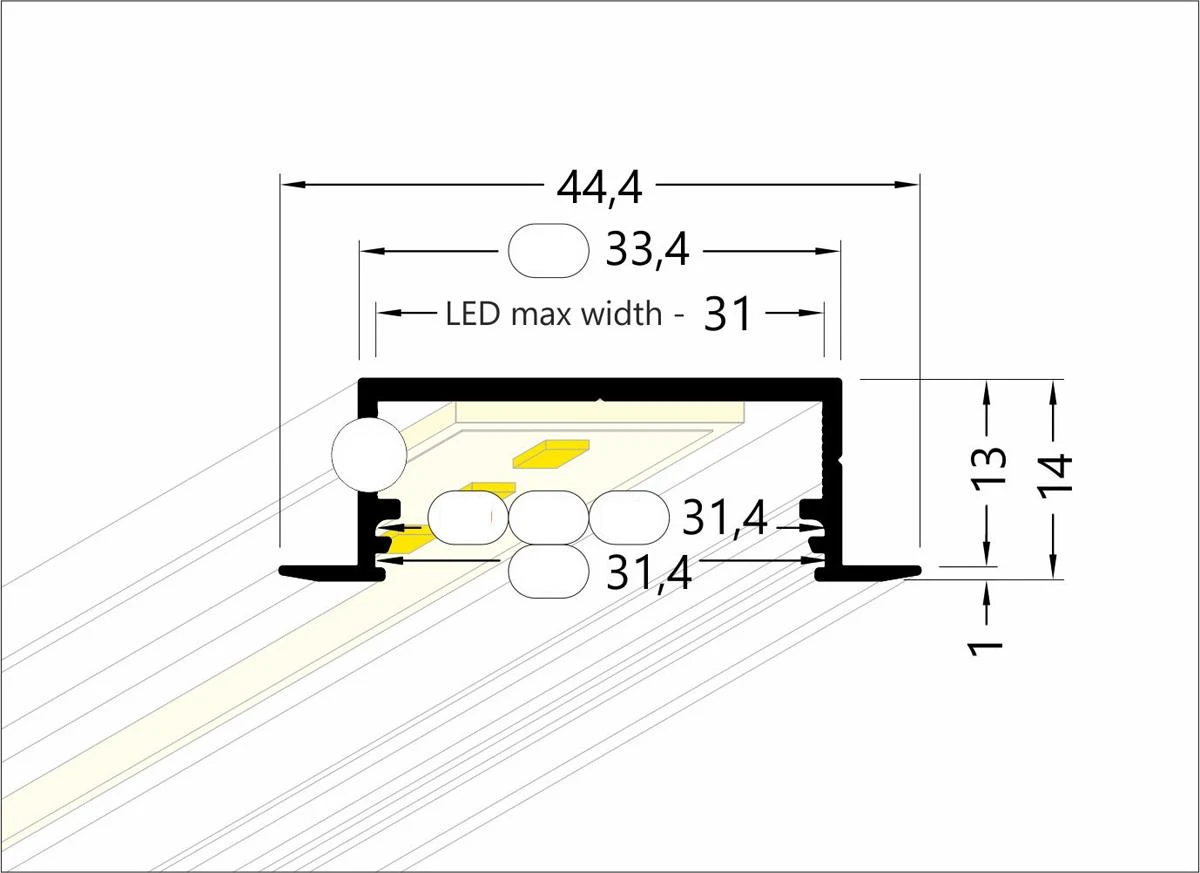 3m LED juostos profilio VARIO30-06, anoduotas