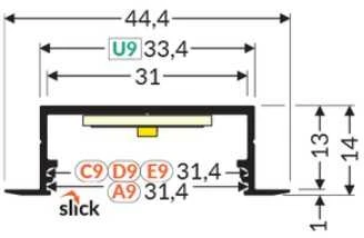 3m LED juostos profilio VARIO30-06, juodai anoduotas