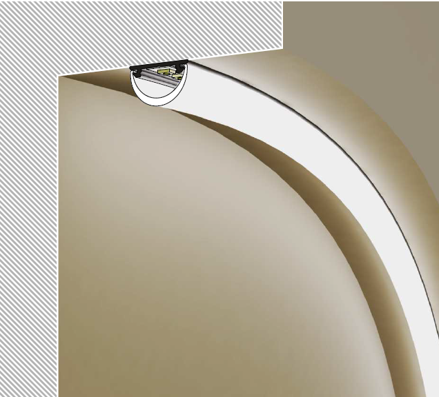 3m LED juostos profilis ARC12 CD/U5, lankstus, neanoduotas aliuminis