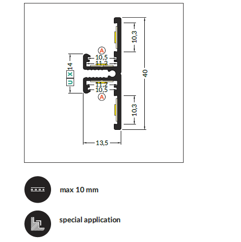3m LED juostos profilis BACK10 A/UX, anoduotas aliuminis