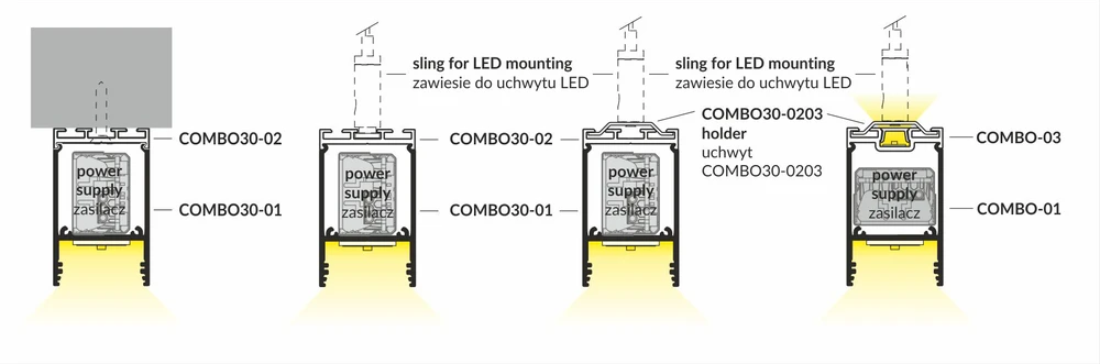 3m LED juostos profilis COMBO30-01, juodas