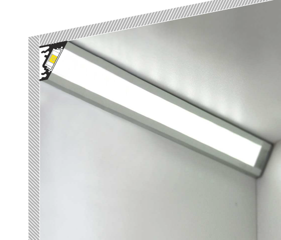 3m LED juostos profilis CORNER10 BC/UX, neanoduotas aliuminis