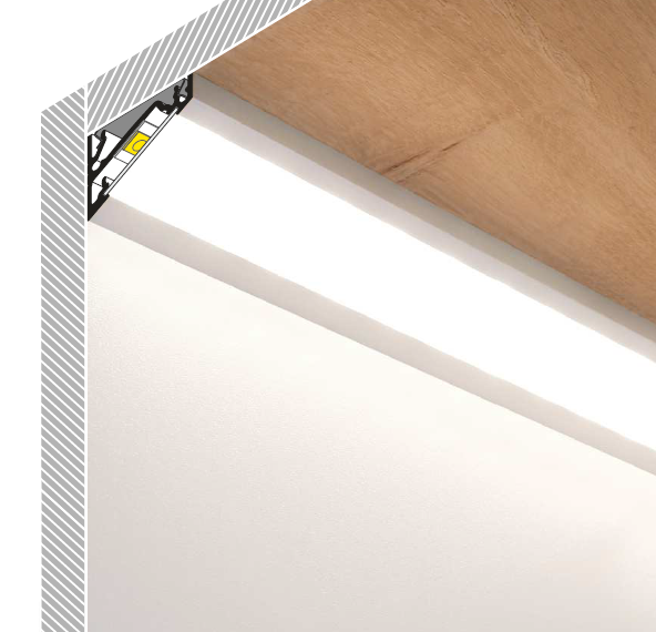 3m LED juostos profilis CORNER14 EF/TY, neanoduotas aliuminis