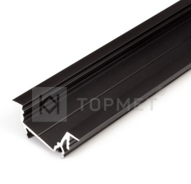 3m LED juostos profilis DIAGONAL14 F/TY, juodai anoduotas