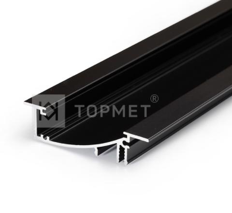 3m LED juostos profilis FLAT8 H/UX, juodai anoduotas