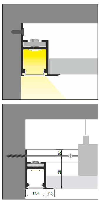 3m LED juostos profilis FRAME14 BC/Q, neanoduotas aliuminis