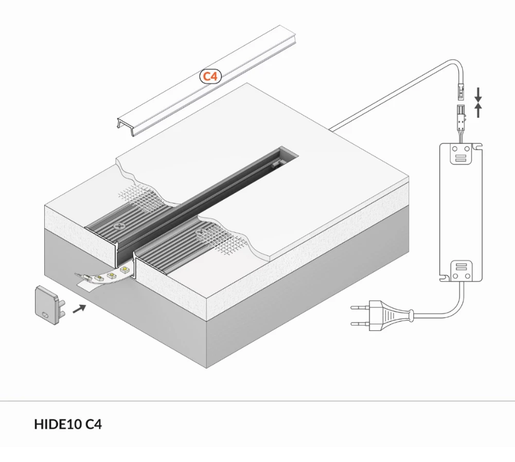 3m LED juostos profilis HIDE10 C4, anoduotas aliuminis