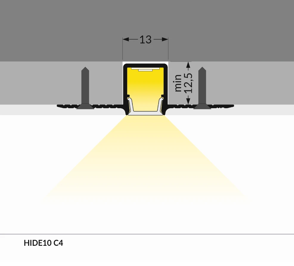 3m LED juostos profilis HIDE10 C4, anoduotas aliuminis