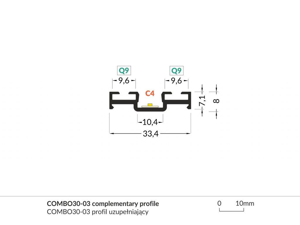 3m LED profilis COMBO30-03, baltas