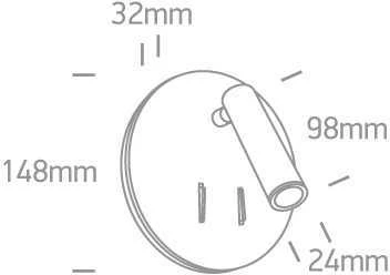 3W + 5W LED sieninis šviestuvas- skaitymo lempa, baltas, 3000K, 65746B/W/W