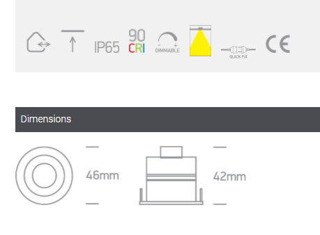 3W COB LED įleidžiamas šviestuvas, 4000K, IP65, baltas, 10103M/W/C