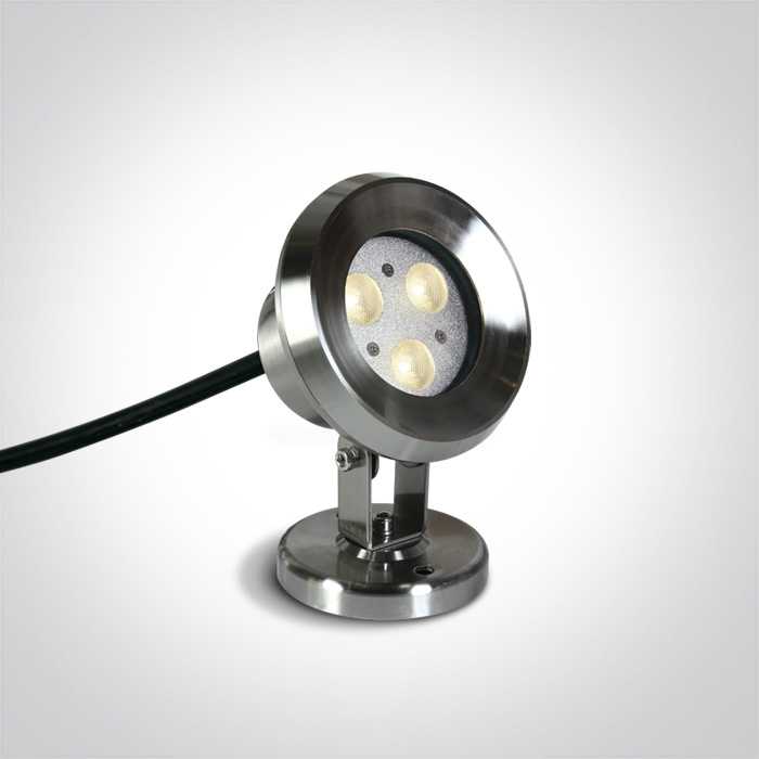 3W LED baseino šviestuvas, nerūdijančio plieno sp., 3000K, IP68, 69064A/W