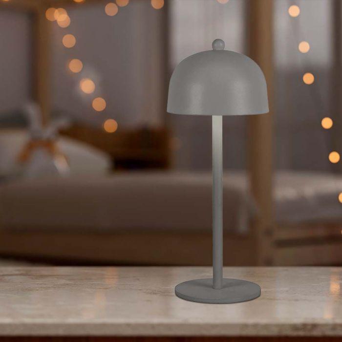 V-tac 3W LED įkraunamas stalinis šviestuvas, pilkas, 3000/6000K, dimeriuojamas