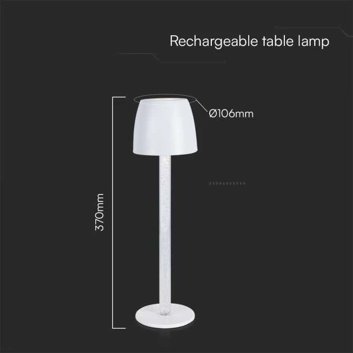 V-tac 3W LED įkraunamas stalo šviestuvas, baltas, 3000K, dimeriuojamas