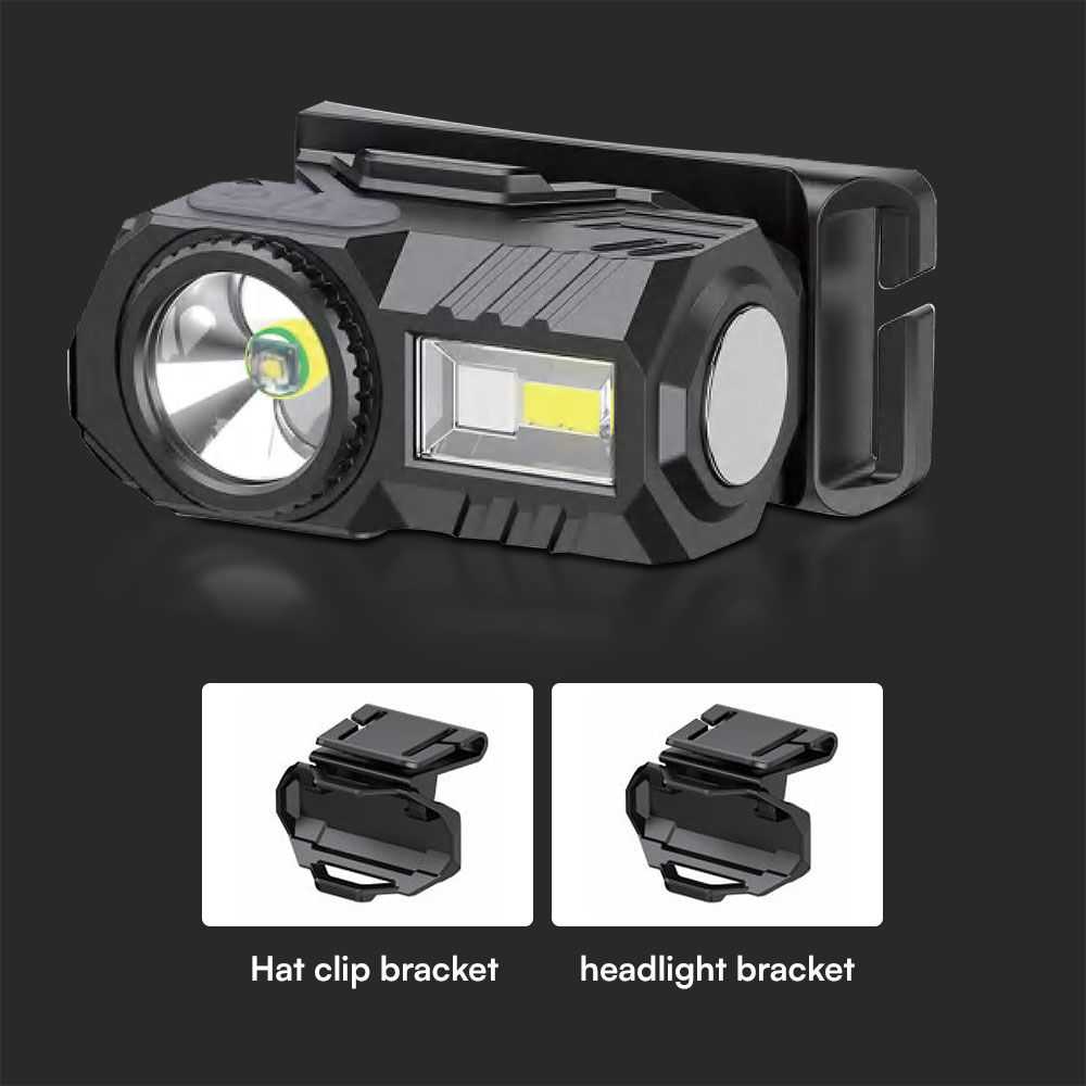 V-tac 3W LED įkraunamas žibintuvėlis, juodas, IP43, tvirtinamas ant galvos