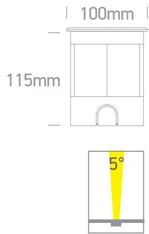 3W LED įleidžiamas į žemę lauko šviestuvas, plieno sp., 3000K, IP67, reguliuojamas šviesos kampas, 69072/W