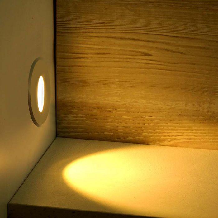 V-tac 3W LED įleidžiamas sieninis šviestuvas, baltas, 4000K