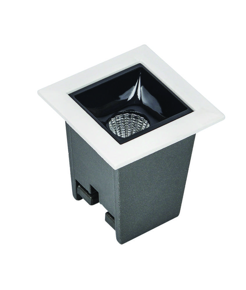3W LED įleidžiamas šviestuvas, baltos/juodos sp., 3000K, S084