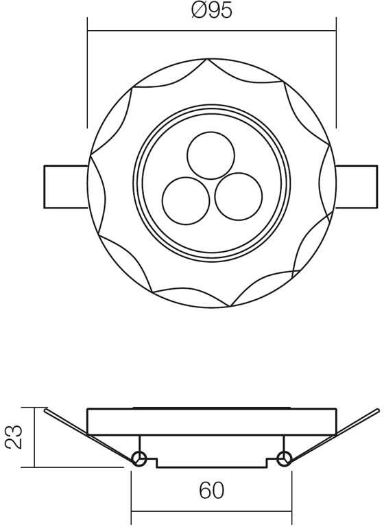 3W LED įleidžiamas šviestuvas CR 34 LED, chromo sp., 4000K