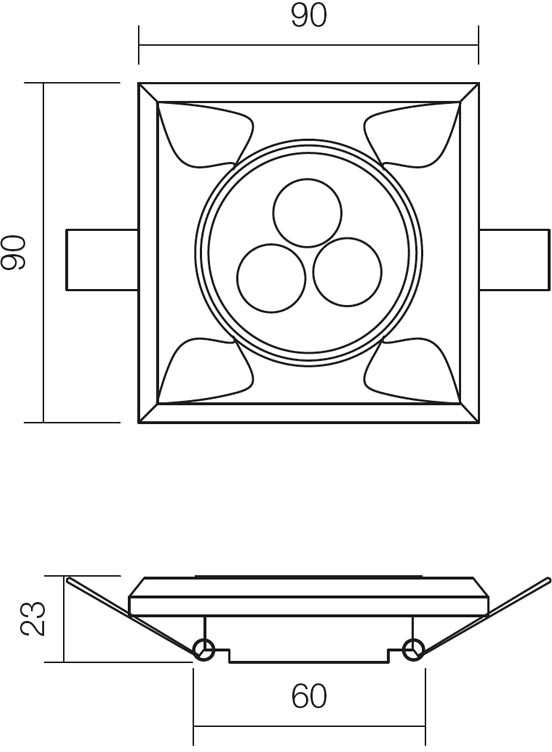 3W LED įleidžiamas šviestuvas CR 35 LED, chromo sp., 4000K