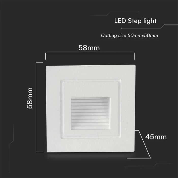 V-tac 3W LED įleidžiamas šviestuvas laiptams, baltas, 3000K, IP65