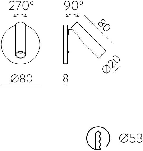 3W LED įleidžiamo montavimo sieninis šviestuvas ATRIA MINI, matinės nikelio sp., 3000K, E3925100NM
