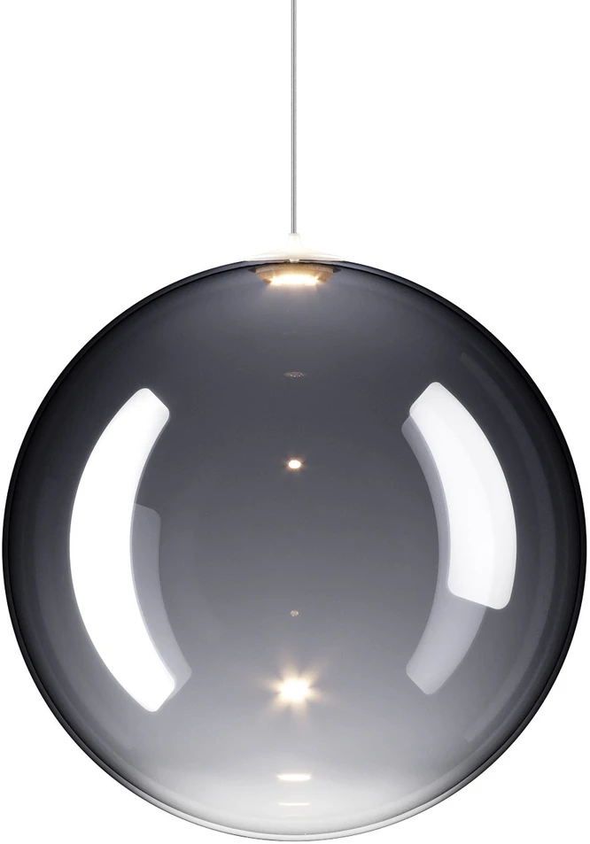 3W LED pakabinamas šviestuvas RANDOM SOLO 28, juodas kabelis/dūmų sp. stiklas, 3000K, dimeriuojamas