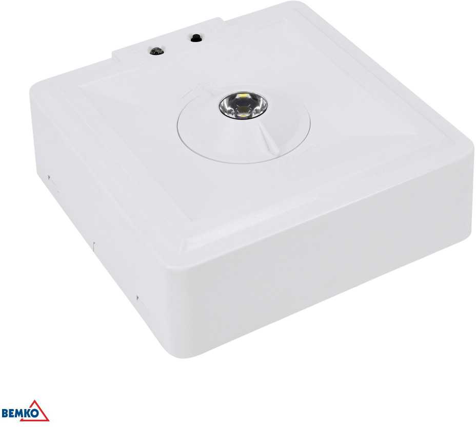 3W LED paviršinis avarinis šviestuvas SKALER, baltas, 6000K, IP40, 2h veikimas autonominiu režimu, 50°