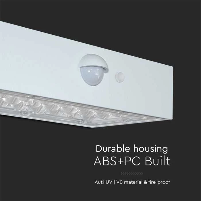 Sieninis šviestuvas V-tac 3W LED paviršinis šviestuvas su saulės baterija ir judesio davikliu, baltas, 3000/4000K