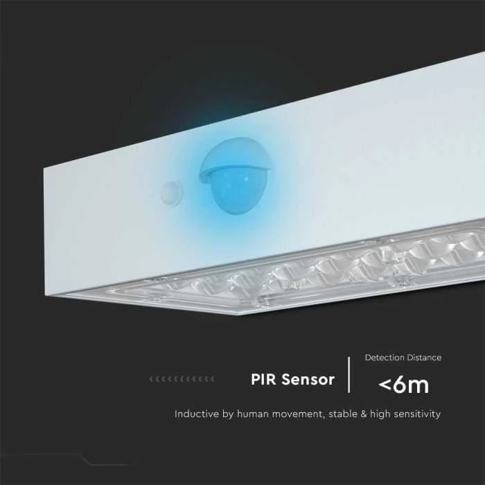 Sieninis šviestuvas V-tac 3W LED paviršinis šviestuvas su saulės baterija ir judesio davikliu, baltas, 3000/4000K