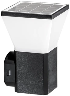 Sieninis šviestuvas 3W LED sieninis fasado šviestuvas su saulės baterija ir judesio davikliu MAEVE, antracito sp., CCT, IP54