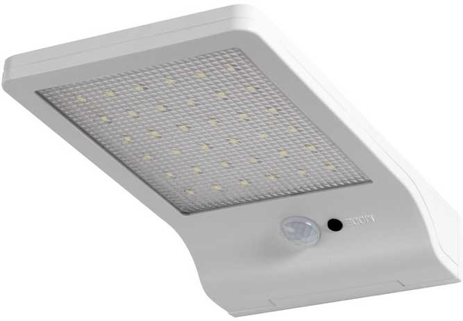 Sieninis šviestuvas 3W LED sieninis lauko šviestuvas DOOR, baltas, 4000K, su saulės baterija ir judesio davikliu, IP44