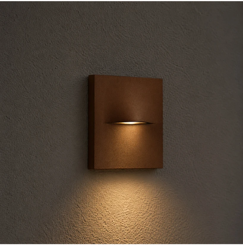Sieninis šviestuvas 3W LED sieninis lauko šviestuvas laiptų apšvietimui, rudas, 3000K, IP65, E452