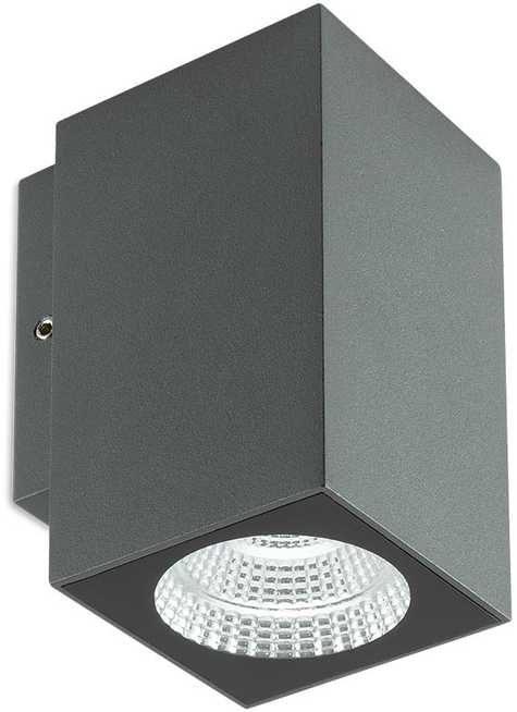 Sieninis šviestuvas 3W LED sieninis lauko šviestuvas QUAD, tamsiai pilkas, 3000K, IP65, 90085
