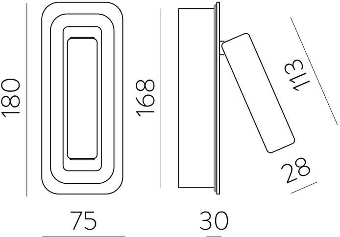 3W LED sieninis šviestuvas BOHEME, juodas, 3000K, A3826001N