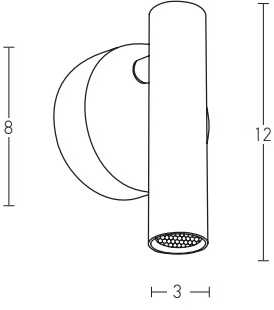 3W LED sieninis šviestuvas, juodas, 3000K, H48-B