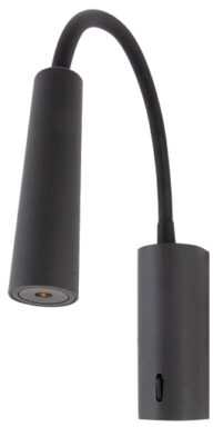 3W LED sieninis šviestuvas, juodas, 3000K, H72