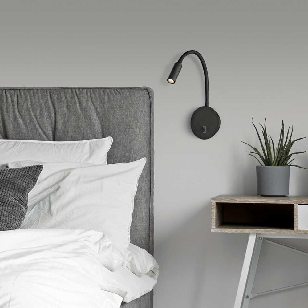 3W LED sieninis šviestuvas LYON, juodas, 3000K, A3699101N