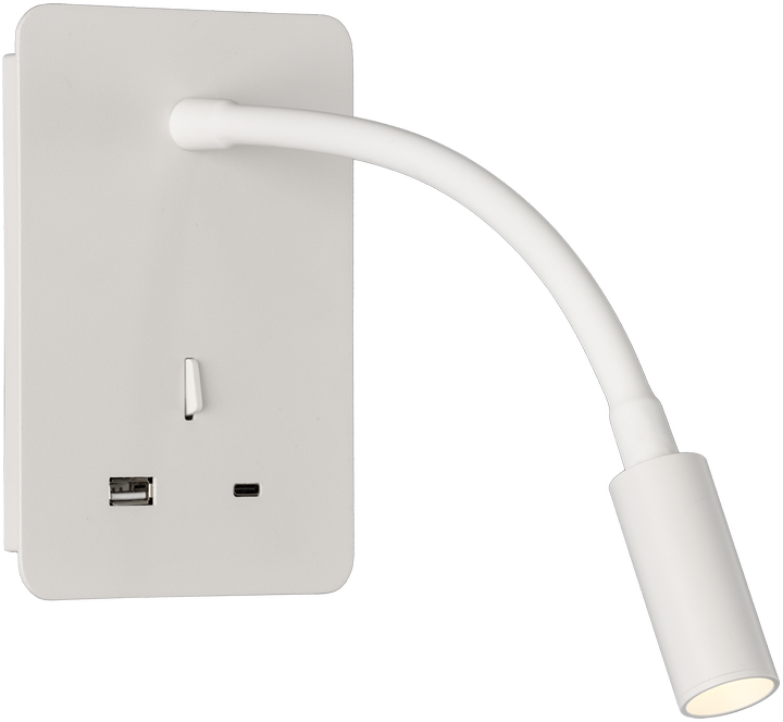 3W LED sieninis šviestuvas SENDA, baltas, 3000K, su USB, A3835001B