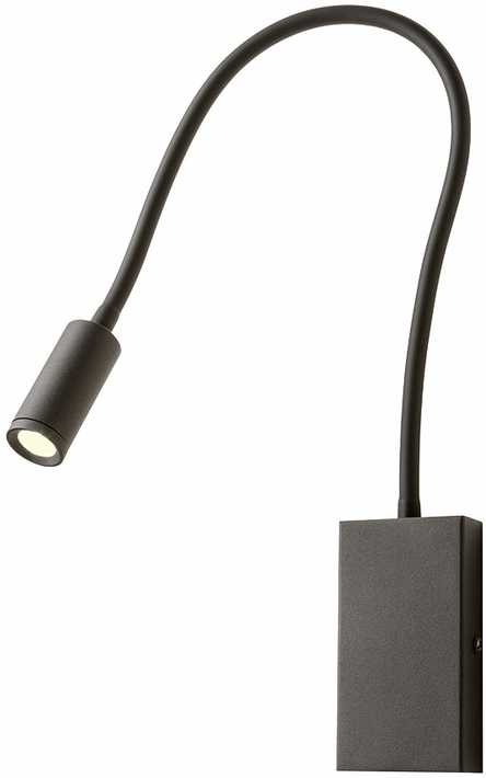 3W LED sieninis šviestuvas WALLIE, matinės juodos sp., 3000K, su USB jungtimi, 01-2755