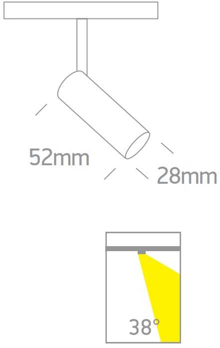 3W LED šviestuvas į magnetines sistemas ONELIGHT MINI, juodas, 3000K, 42122A/B/W