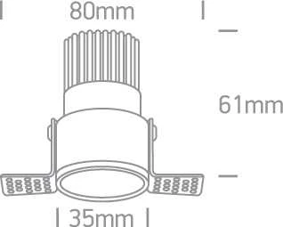 3W LED užglaistomas šviestuvas, baltas, 3000K, 10103BTR/W/W