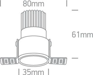 3W LED užglaistomas šviestuvas, baltas, 3000K, 10103BTR/W/W
