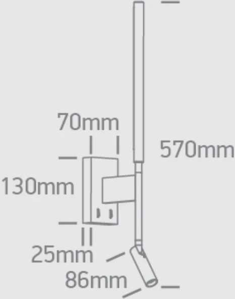 3W+6W LED sieninis šviestuvas, juodas, 3000K, 65144/B/W