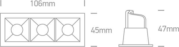 3x2W LED įleidžiamas šviestuvas, baltas, 3000K, 50302B/W/W